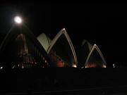 Opera house by night reversed boats